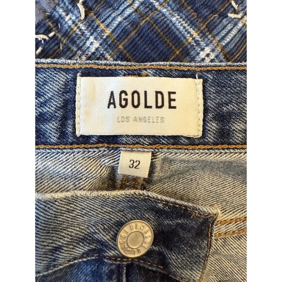 Agolde Lana Mid Rise Vintage Straight Jeans Cropped Distressed Size 32 A140-1206 - Picture 4 of 8